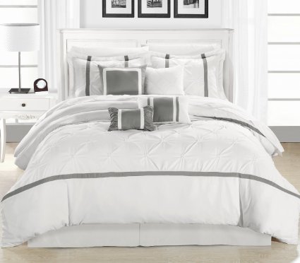 Chic Home Vermont 8-Piece Comforter Set, White/Silver, King