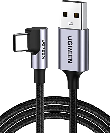 UGREEN USB C Ladekabel 90 Grad Winkel USB Typ C Kabel Schnellladekabel Winkelstecker USB C Kabel kompatibel mit Galaxy S21 S20 S10 S9 S8 A51 A52 A21s A20e P30 Lite Mi 9 Xperia 5 II usw. (0.5m)