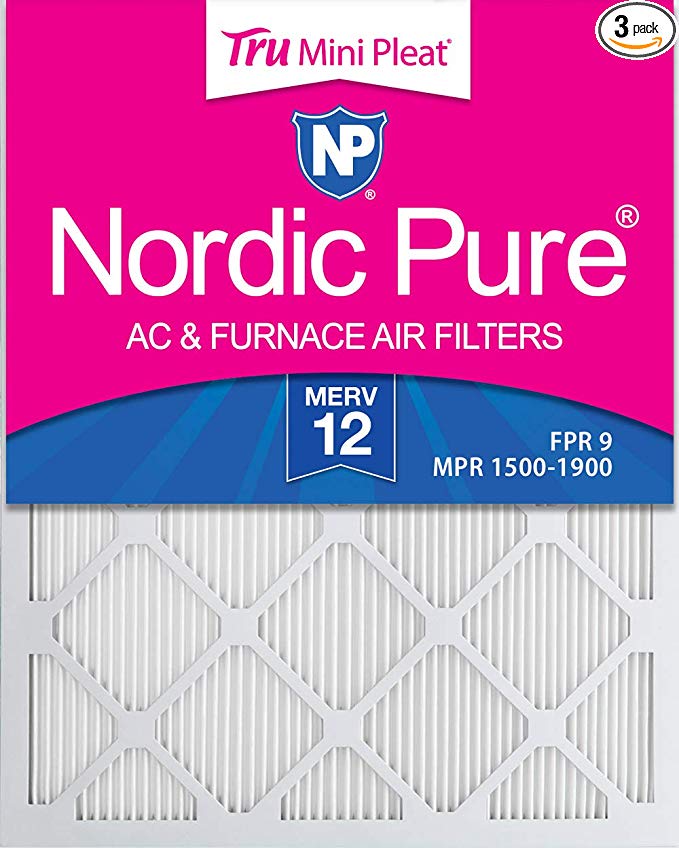 Nordic Pure 16x20x1 MPR 1900 Healthy Living Maximum Allergen Reduction Replacement AC Furnace Air Filters 3 Pack