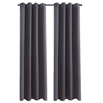 Aquazolax Dining Room Blackout Window Curtains Blackout Curtains 52 x 84-Inch Thermal Insulated Window Treatments Drapery for Kid's Bedroom, 1 Pair, Grey