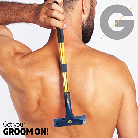 Groomarang Back-In-It Back and Body Hair Removal Device Multi Functioning & Extendable Mens Shave or Hair Removal Cream Tool