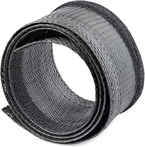 StarTech.com 10ft (3m) Cable Management Sleeve, Trimmable Heavy Duty Cable Wrap, 1.2" (3cm) Dia. Polyester Mesh Computer Cable Manager/Protector/Concealer, Black Cord Organizer/Hider (WKSTNCMFLX)