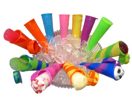 DIY Pop - Silicone Ice Pop Maker Molds, 12 Pack Mixed Color with Attached Lid Popsicle Mold