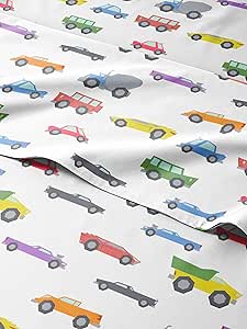 Kids Cars Full 4 Piece Sheet Set - Boys, Girls, Teens, Toddler - Easy Fit Deep Pockets - Breathable, Hotel Quality Bedding Sheets - Machine Washable - Wrinkle Free - Cute, Cozy and Soft - CGK Linens