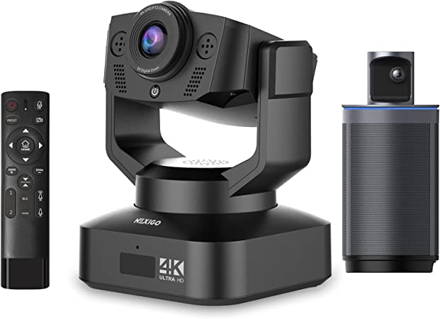 NexiGo 4K PTZ Webcam Kits, N990 Video Conference Camera with 5X Digital Zoom, Sony Starvis Sensor, Position Preset, Meeting 360 Conference Camera, 8K Captured AI-Powered Framing, for Zoom/Skype/Teams