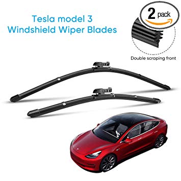 TOPlight Tesla Model 3 Windshield Wiper Blades All-Season Original Equipment Replacement Wiper Blades for Model 3 2017 2018 2019(Set of 2)