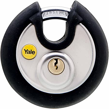 Yale Y130/70/116/1 Marine Grade Stainless Steel Disc Lock with Rubber Bumper, 2-3/4-Inch Wide