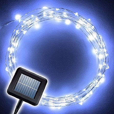Brightech - The Original Starry Solar String Lights by Brightech - Cool White LED's on a Flexible Silver Wire - 20ft LED Light String Set with Solar Panel