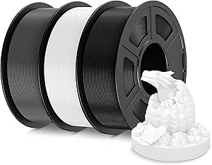 SUNLU PLA 3D Printer Filament 1.75mm 3KG, PLA Meta Filament Bundle, Toughness, Highly Fluid, Fast Printing for 3D Printer, Dimensional Accuracy  /- 0.02 mm,3 Pack 1kg Spool(2.2lbs), Black White Grey