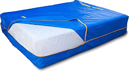 LEVARARK Mattress Bag for Moving and Storage | Cal King Double Cover | Heavy Duty Tarp Plus 4 Mil Thick Plastic Protector | Sturdy Reusable Material Handles and Strong Zipper