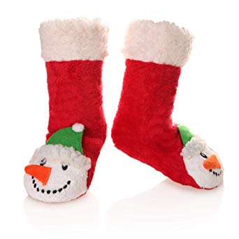 Kid Boy Girl Soft Thick Warm Slipper Socks Winter Fleece Lined Fuzzy Christmas Stocking For Child Toddler Home Socks