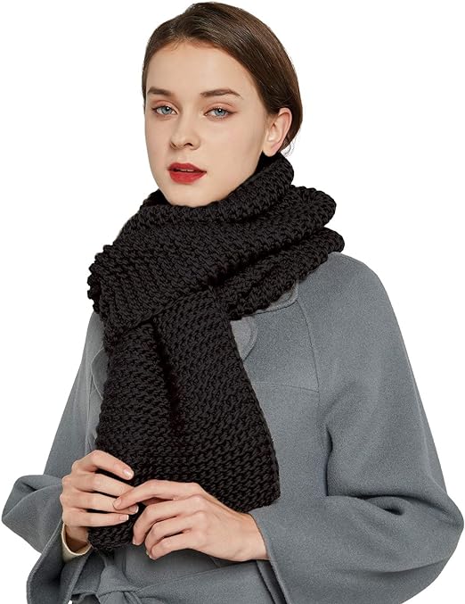 Surblue Winter Chunky Knit Scarf Warm Thick Wrap Pattern Long for Men and Women for Outdoors