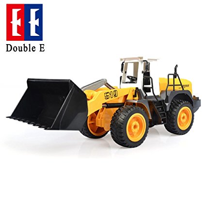 Double E 17 Channel RC Excavator Three in one Metal Shovel Remote Control Construction Tractor with 2 Bonus Drill and Grasp