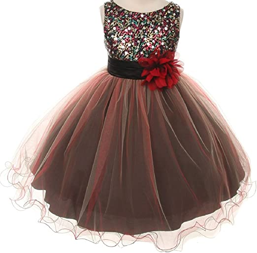 Sleeveless Multi Sequin Trio Little Girl Special Occasion Dress