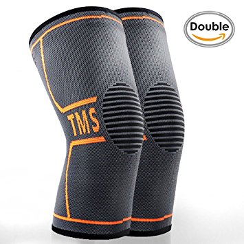 Knee Compression Sleeves (1 pair) By TMS - Best Knee Brace, Knee Support sleeves and Pain Relief in Weight Lifting, Ideal For Running,Joqqing,Hiking,Walking,Crossfit,Basketball And Other Sports