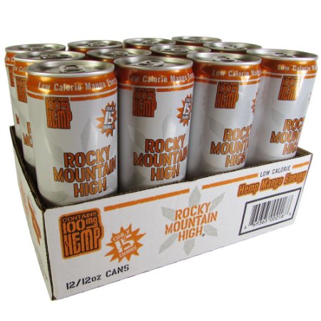 Rocky Mountain High 12-Fluid Ounce Low Calorie Hemp Mango Energy Drink, 12 Pack