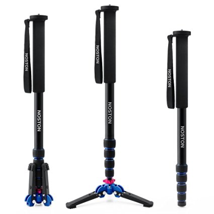 NOSTON Professional 65-inch Camera Aluminium Monopod with Folding Three Feet Support Stand Tripod Balance Stand Base - Shoulder/Carrying Bag Included