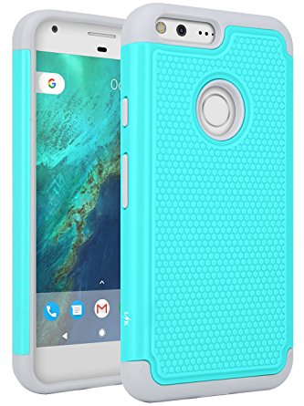 Google Pixel Case, LK [Shock Absorption] Drop Protection Hybrid Dual Layer Armor Defender Protective Case Cover for Google Pixel (Teal)