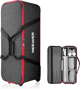 Neewer Trolley Case for Photo Studio Equipment, Tripod Rolling Bag with Wheels/Straps/Padded Compartment/Handle for Light Stands, Strobes, Photography Accessories