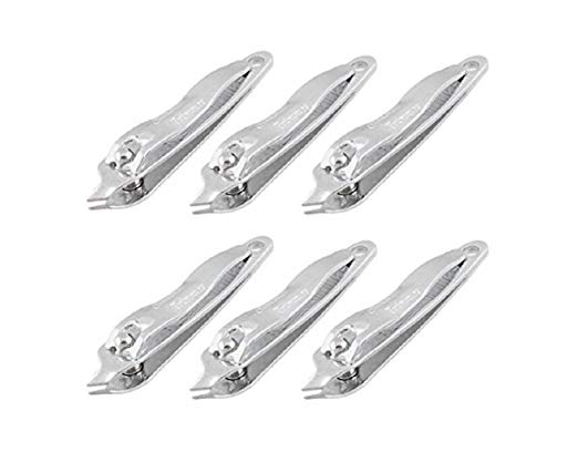 DMtse 6 x Metal Slanted Edge Nail Cutting Clippers Pedicure Manicure Tool Slanted Tip Metal Nail Clipper Cutter Pedicure Manicure Tool