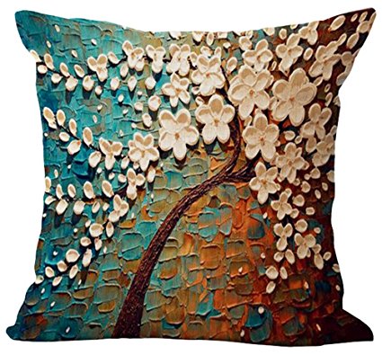 Oil Painting Floral Printing Cushion Cover LivebyCare Linen Cotton Cover Throw Pillow Case Sham Pattern Zipper Pillowslip Pillowcase For Decor Decorative Play Study Room