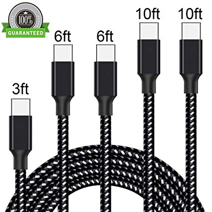 YouHo USB Type C Cable, 5Pack 3FT 2×6FT 2×10FT Nylon Braided USB C Charger Cable Fast Charging Cord Compatible Samsung Galaxy S9 S8 Plus Note 9/8, LG G6 G7, Moto G6 Play, Google Pixel XL 3/3 XL-Black