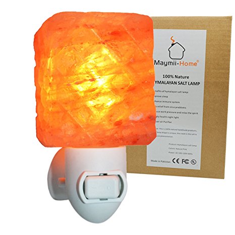 Maymii.Home Carved Cube MINI Himalayan Salt Lamps Nightlight Crystal Salt Lamp Natural Air Purifier and Soft Night Light for Living Dining Bed Room and Office