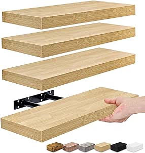 Sorbus Floating Shelves for Wall, Bathroom Shelves Wall Mounted for Kitchen, Bedroom, Living Room, Bathroom Storage, Over Toilet, Hanging Book Shelf for Wall Home Decor (4 Pack)