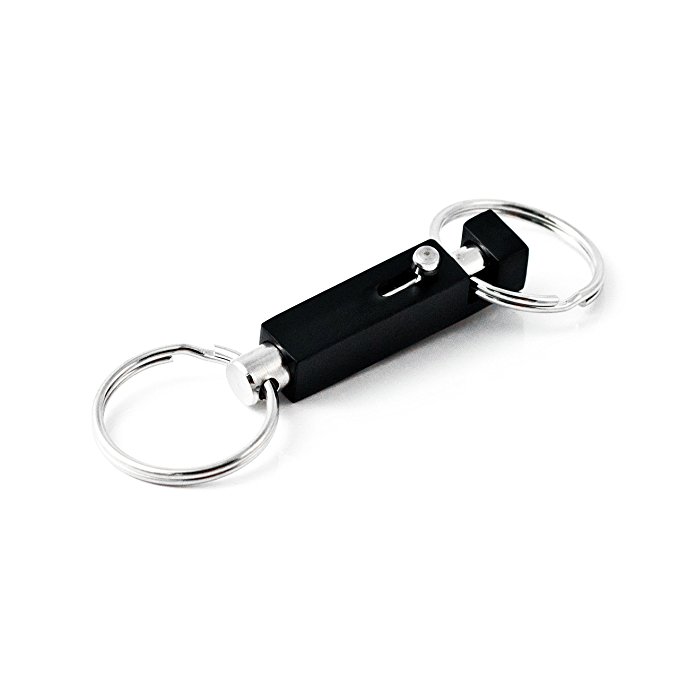 Key-Bak Quick Release Side Slide, Pull Apart Key Chain Accessory with 2 Split Rings