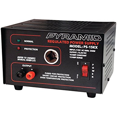 Pyramid PS15KX 10 Amp 13.8-Volt Power Supply with Cigarette Lighter Adapter