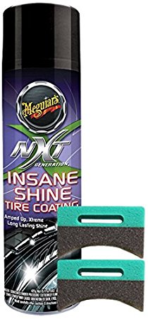 Meguiar's NXT Generation Insane Shine Tire Coating (15 oz) Bundle with 2 Applicator Pads (3 Items)