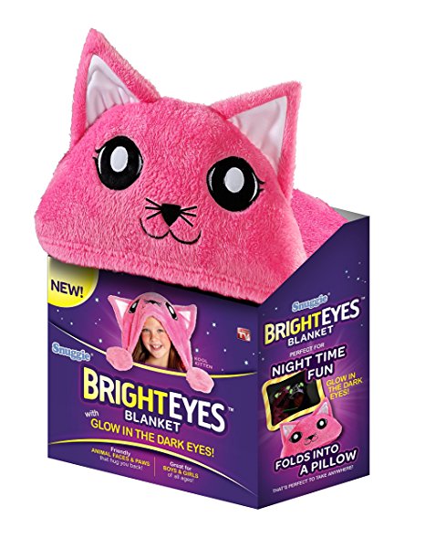 Bright Eyes Kitten Deluxe Kids Blanket, Glow in The Dark Eyes