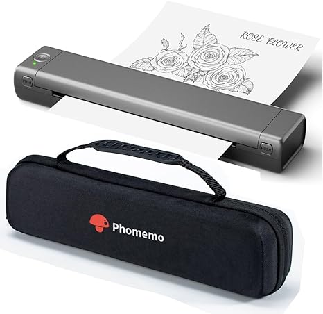 Phomemo Inkless Portable Printer - Portable Printer Wireless for Travel Compatible with iOS and Android & Laptop, Mini Bluetooth Mobile Printer Support US Letter Papers, Thermal Printer with 1 Case