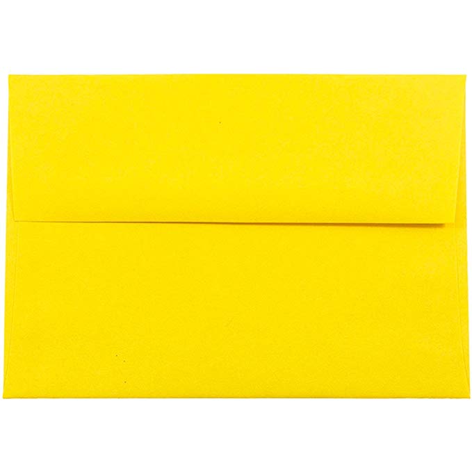 JAM Paper A7 Invitation Envelopes - 5 1/4 x 7 1/4 - Brite Hue Yellow Recycled - 25/pack