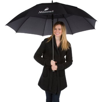 Ultimate Golf Umbrella by Minowl Large Oversize Black Windproof Waterproof Automatic Collapsible The Best