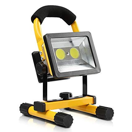 DAMULY LED Portable work lights Spotlights Work Lights floor lights camping lights, Rechargeable 3 18650 Lithium-ion Batteries USB Ports to charge Digital Devices and Special SOS Modes Emergency Light