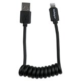 StarTechcom 1-Feet Coiled Black Apple 8-Pin Lightning to USB Cable for iPhone iPod iPad 34 USBCLT30CMB
