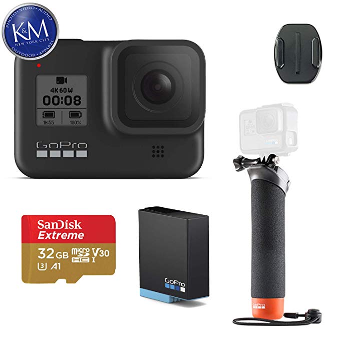 GoPro HERO8 Black Action Camera w/Extra Battery and GoPro The Handler Floating Hand Grip and 32GB Memory Card