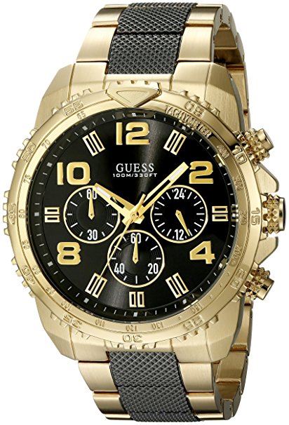 GUESS Men's Stainless Steel Casual Bracelet Watch, Color: Gold-Tone/Black (Model: U0598G4)