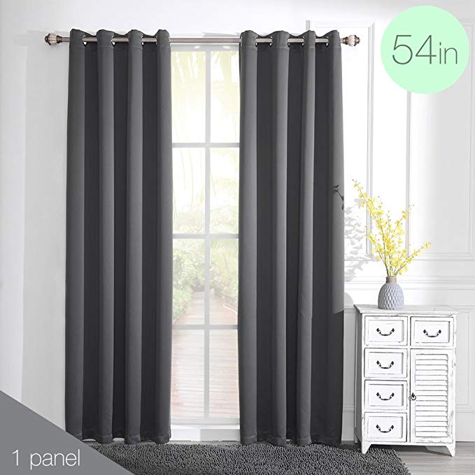 Teeter-Totter Thermal Insulated Blackout Curtains - Energy Efficient Bedroom and Living Room Curtains, 1 Grommet Curtain Panel (54 x 84 inch, Charcoal)