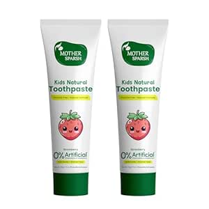 Mother Sparsh 100% Natural Toothpaste for Kids-50g, Strawberry (Pack of 2) | Strengthens Gums, Whitens Teeth | Anti Cavity Baby Toothpaste Free from Preservatives, Fluoride & Artificial Sweeteners