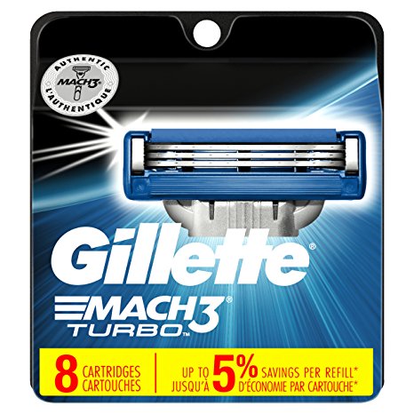 Gillette Mach3 Turbo Men's Razor Blade Refills, 8 Count (Packaging May Vary), Mens Razors / Blades