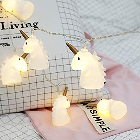 AceList 10 LED Children's Room Cute Animal Long Horn Unicorn LED String Lights for Holiday Lights Wall Window Tree Decorative Lights Party Yard& Garden Kids Bedroom Living-Room Dorm Uses