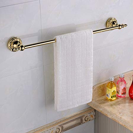 Leyden Wall Mount Bathroom TI-PVD Gold Finish Brass Material Towel Bars Racks