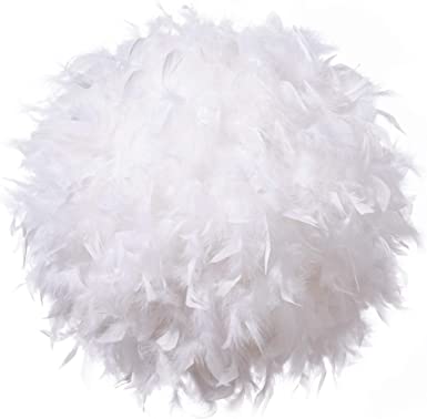 Waneway Feather Light Shade for Ceiling Pendant Light, Fluffy Lamp Shade Lampshade Lightshade for Table Lamp and Floor Lamp, Bedroom, Living Room, Wedding or Party Decoration, Diameter 30cm, White
