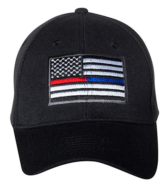 United States Flag Thin Blue Line Embroidered Black Baseball Cap