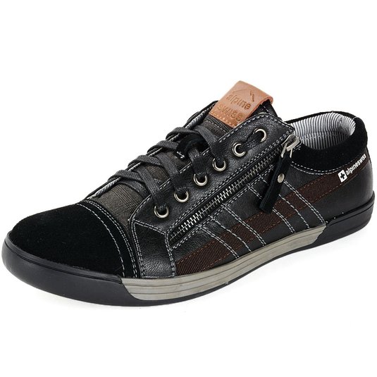 Alpine Swiss Mens Valon Suede Trim Low Top Fashion Sneakers