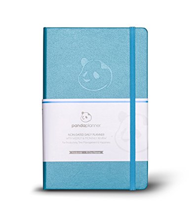Panda Planner - CYAN - Best Daily Calendar and Gratitude Journal to Increase Productivity, Time Management & Happiness - Hardcover, Non Dated Day - Guaranteed