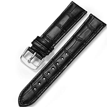 iStrap Leather Watch Straps 12mm/13/14/15/16/17/18/19/20/21/22/24mm Alligator Grain Gold Genuine Leather Replacement Smart Watch Strap for Students for Men for Women