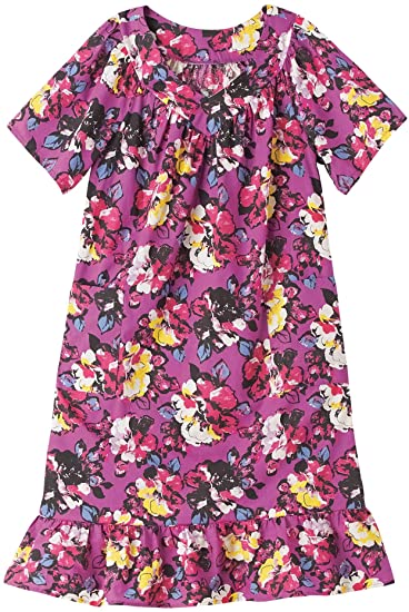 AmeriMark Casual Print Sun Dress House Dress Lounger Short Sleeves with Pockets